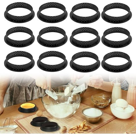 12-teiliges Törtchenform-set 8 Cm, Perforierte Tarteförmchen Aus Hochwertigem Kunststoff, Ideal Zum Backen Von Gebäck, Torten Und Desserts, Wiederverwendbar Und Leicht Zu Reinigen