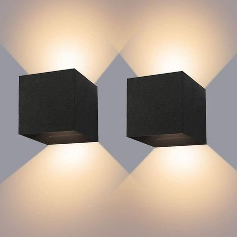 Wand-außenleuchte, Wasserdicht Nach Ip65, 12 W, 2 Verstellbare Lampen, Warmweißes Licht 3000 K, Aus Korrosionsbeständigem Aluminium