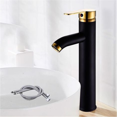 Edelstahl-waschbeckenarmatur In Schwarz/chrom, Brückenmontage, Mischbatterie Für Warm- Und Kaltwasser, Toiletten-eckventil