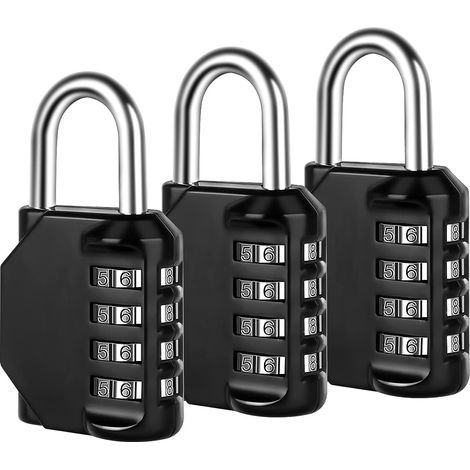 Kombinationsschloss, 4-stelliger Zahlenschloss Für Sportspind, Zaun, Werkzeugkasten, Hülle, Aufbewahrung In Schrank Mit Verriegelung (xl - 2er-pack, Schwarz)