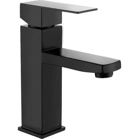 Schwarzer Edelstahl-waschtischarmatur Mit Quadratischem Griff, Mischbatterie Für Kaltes Und Warmes Wasser, Abnehmbarer Handwaschbeckenarmatur