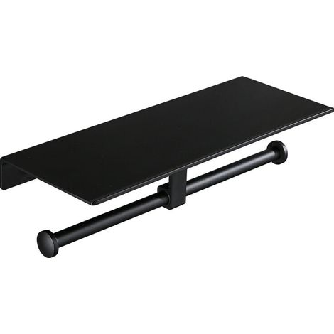 Toilettenpapierhalter Ohne Bohren Mit Ablage Für Mobiltelefone, Wandmontage, Doppelt, Für Badezimmer (schwarz)