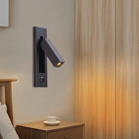Wandmontierte Led-nachtischlampe Mit Integriertem Usb-ladeanschluss, Berührungsschalter Mit Druckknopf, Höhenverstellung Durch Lift-bedienung Und Versenkbare Steckdose