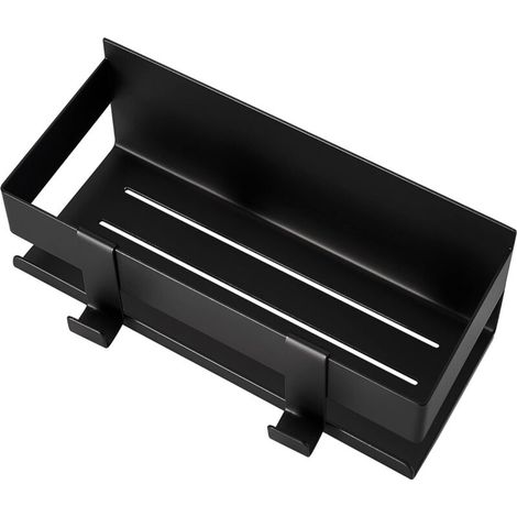 Selbstklebendes Edelstahl-badregal, Duschablage Ohne Bohren Mit 2 Haken, Mattschwarz 2297,5cm (schwarz)