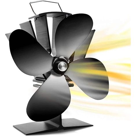 Holzofen-ventilator, Wärmebetrieben, Mit 4 Flügeln Für Kaminholz/kamin, Kaminventilator Mit Schnellem Start, Leiser Umluft Von Warmer Luft Und Effizienter Kraftstoffeinsparung
