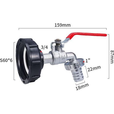 Ibc-adapter Mit 3/4-zoll-gewinde – Wasserhahn Für 1000-l-tank Zur Regenwassernutzung