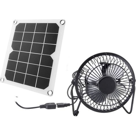 Tragbarer 5-w-lüfter Mit Doppelter Usb-schnittstelle, Solarbetrieben, Mit Monokristallinem Silizium-solarpanel, Multifunktionales Solarladegerät