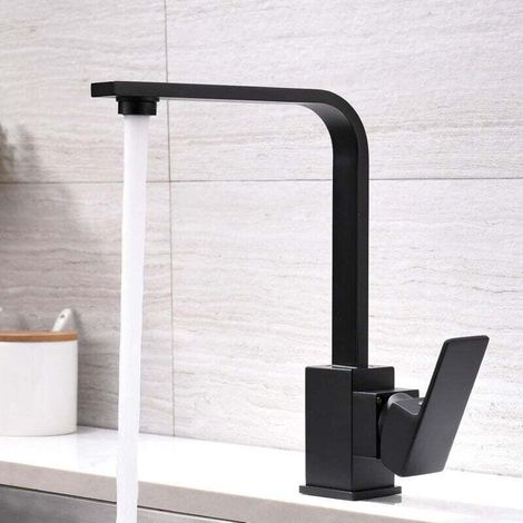 Küchenarmatur, Mischbatterie Für Spüle, 360° Drehbarer Wasserhahn, Schwarze Spülenarmatur