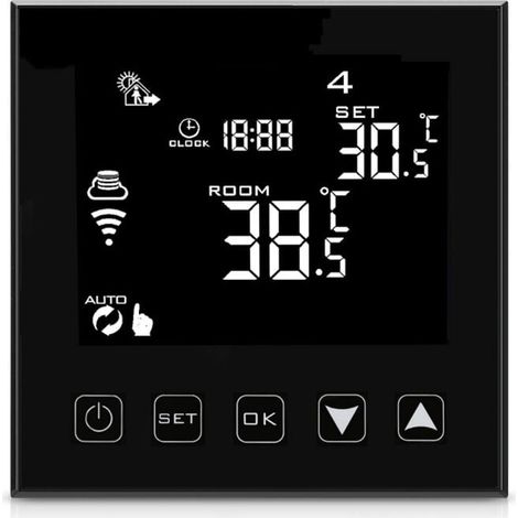 Intelligenter Wifi-thermostat Für Kessel/fußbodenheizung Mit Kabel, Kompatibel Mit Smart Life App, Programmierbarer Raumthermostat Für Kessel, Schwarz
