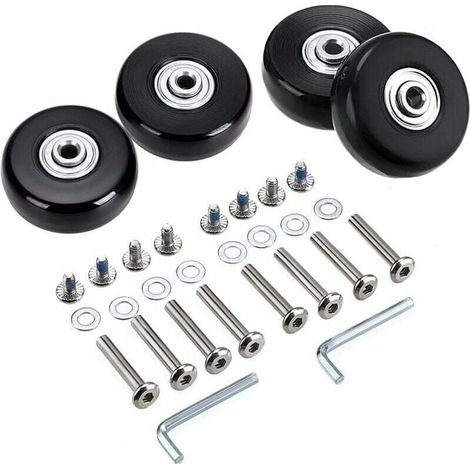 4 Ersatzräder Für Gepäck – 50x18 Mm – Schwenkbare Gummirollen – Reparatur-sets – Schwarz