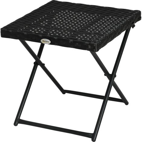 Balkontisch Aus Poly-rattan, Klappbar, Stahlrahmen, Leicht Zu Reinigen, 40 X 40 X 40 Cm, Schwarz