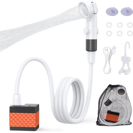 Homealexa Tragbare Campingdusche 6000 Mah, Wiederaufladbare Usb-c-dusche Mit Led-anzeige, 3 Sprühmodi, Ipx7 Wasserdicht, Tragbare Elektrische Duschpumpe Für Camping, Wohnmobil, Wandern Und Hund