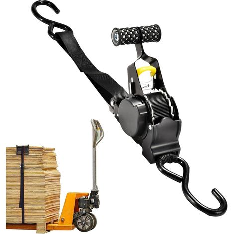 Spanngurt-set Mit Ratschenspanner Und S-haken, Automatische Rückzugfunktion, Zur Ladungssicherung, Max. 680 Kg