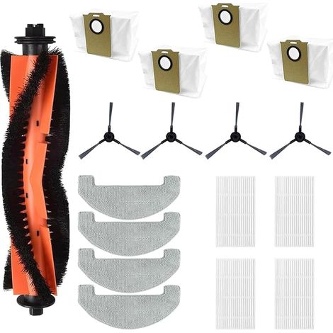 Set Aus 17 Zubehörteilen Für Den Saugroboter Uninell Ur3, Bestehend Aus 1 Hauptbürste, 4 Wischtüchern, 4 Hepa-filtern, 4 Seitenbürsten Und 4 Staubbeuteln