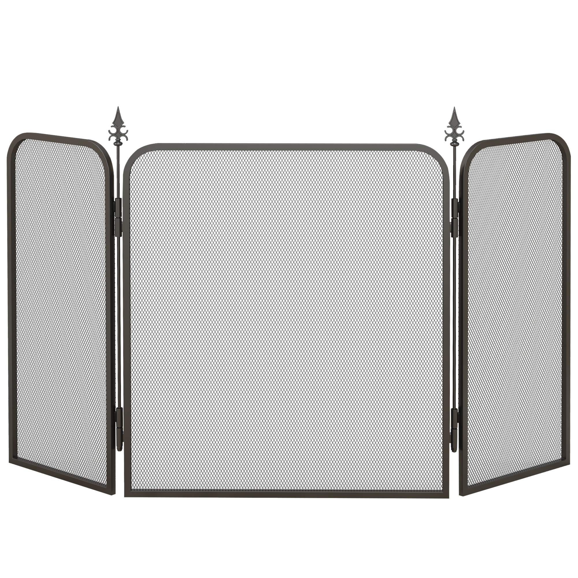 Kaminschutzgitter Faltbar Mit 3 Paneelen, Funkenschutzgitter Metall, 96x56 Cm, Schwarz, Ohne Montage