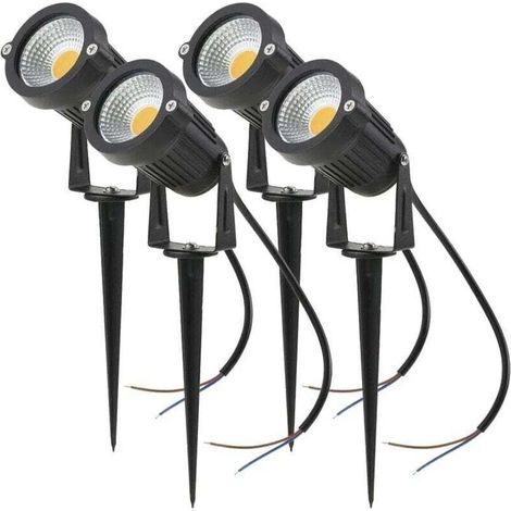 4er-set 5 W Cob Led-spotleuchten, Verstellbare Gartenstrahler Mit Erdspieß, 230 V, Außenbeleuchtung Für Garten Und Terrasse (weiß)