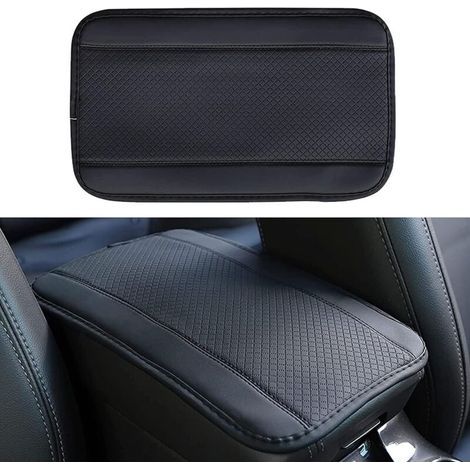 Universelles Kissen Für Armlehnen Im Auto (schwarz) 32 Cm X 19 Cm, Rutschfeste Doppel-linie Aus Geprägtem Lederfaserstoff Für Die Armlehne