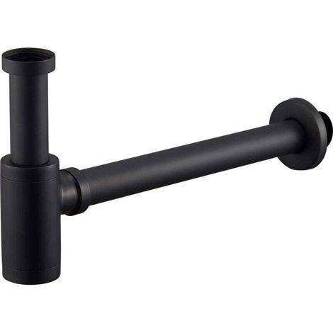 Universal Waschtisch- Und Spülen-siphon In Schwarz Mit Reinigungsklappe, Design-rohrsiphon