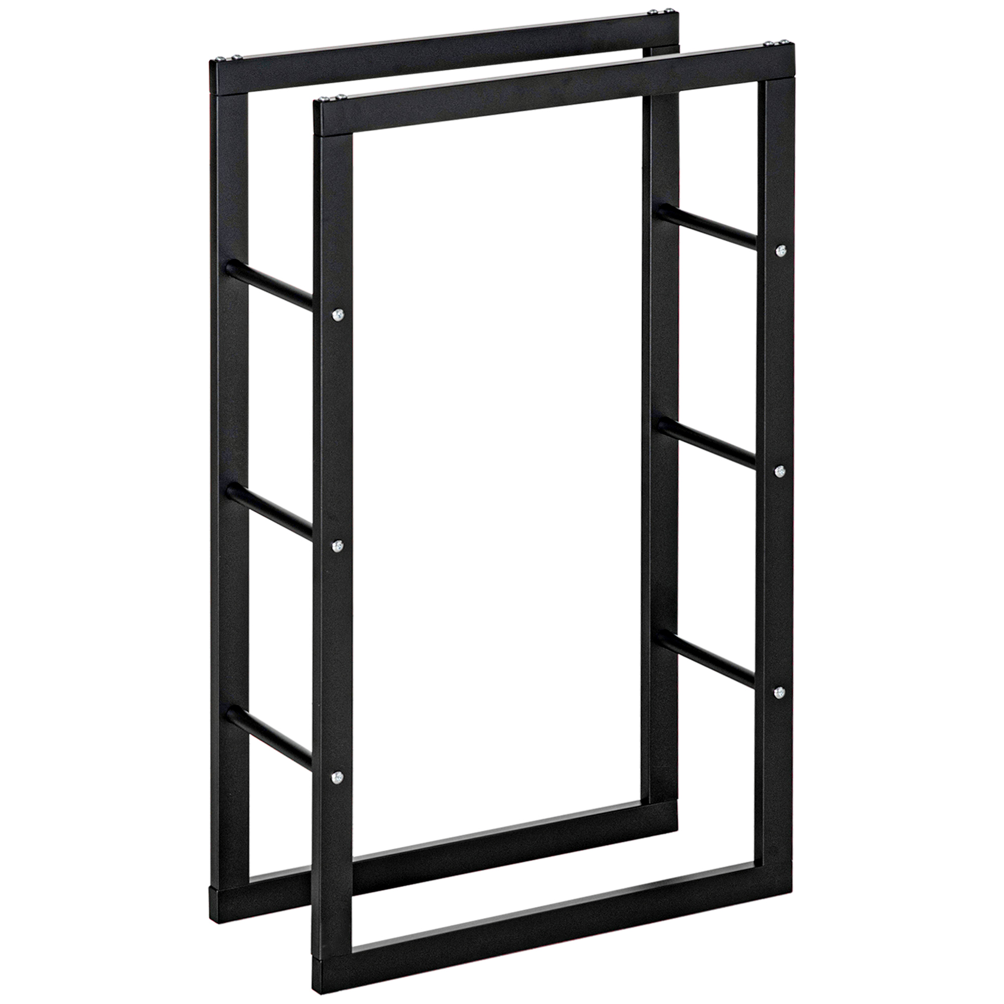 Kaminholzständer Stahl, Brennholzregal Innen/außen, 60x25x100 Cm, Bis 97 Kg, Schwarz
