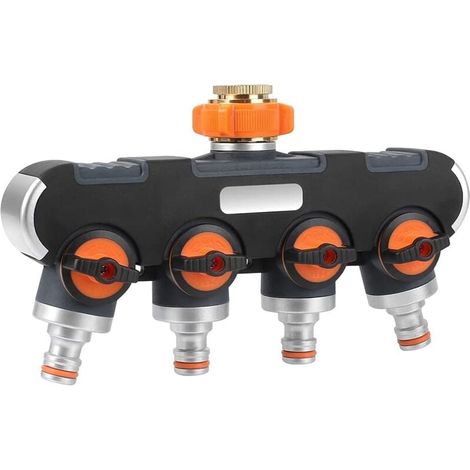 4-wege-bewässerungsverteiler – Wasserverteiler Mit 3/4" Und 1/2" Anschluss, Mit Absperrventil Zur Gleichzeitigen Verbindung Von Zwei Geräten, Einstellbarer Wasserdurchfluss, Adapter Für Gartenbewässer