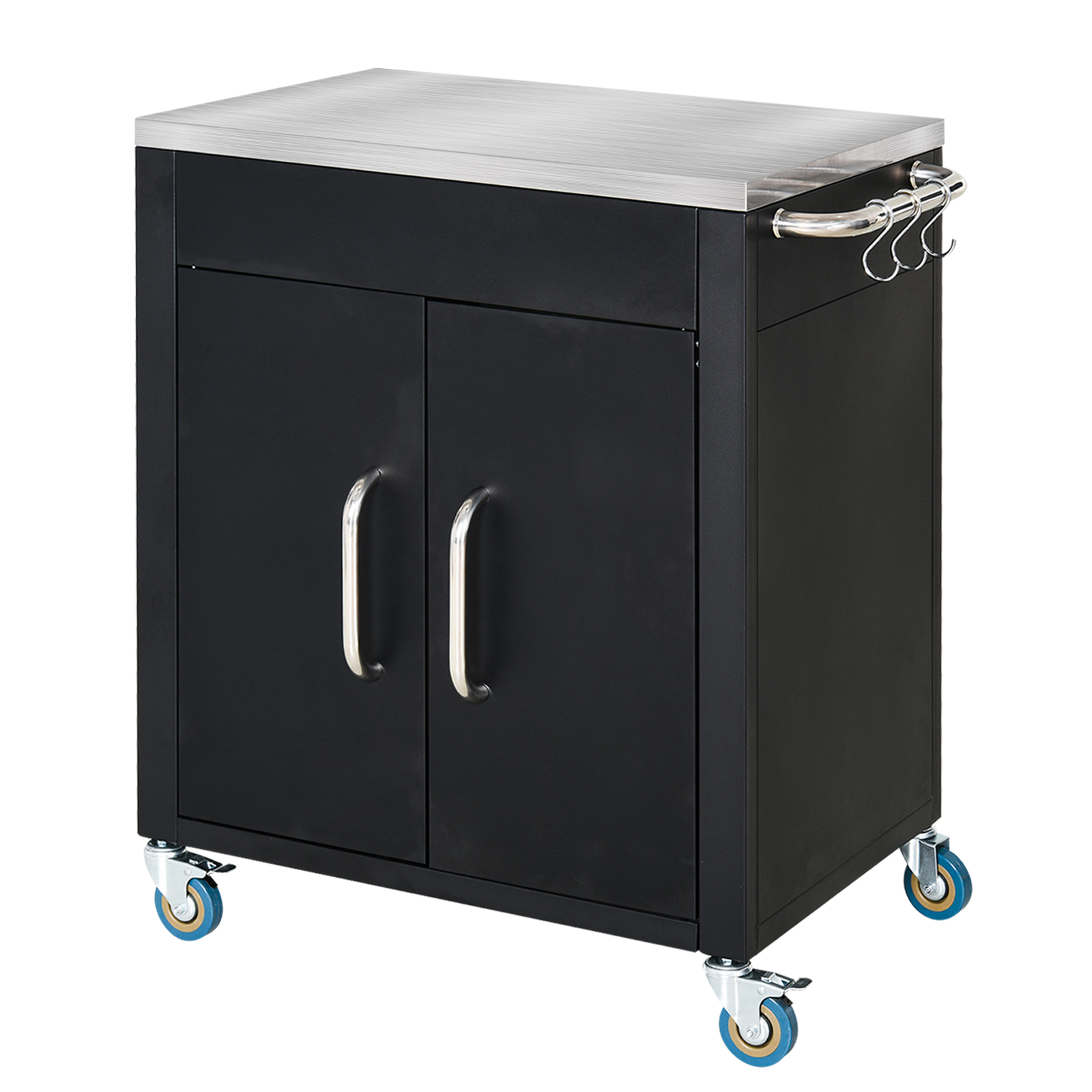 Küchen-servierwagen Mit Rollen & Schrank, Schwarz, 86x50x86,5 Cm
