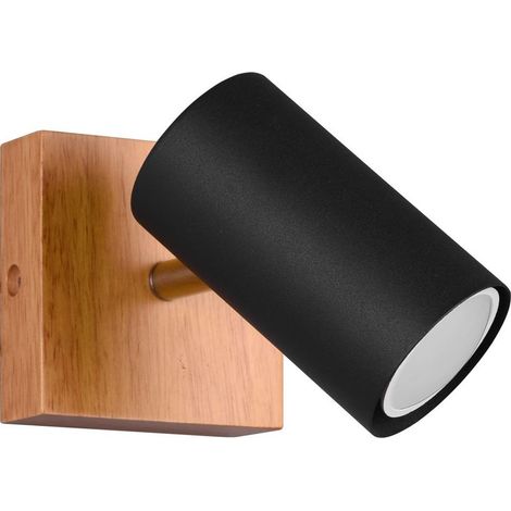 Applique Murale En Bois Naturel Noir, Spot Réglable Pour Éclairage De Salon, Plafonnier Et Spot D'Intérieur
