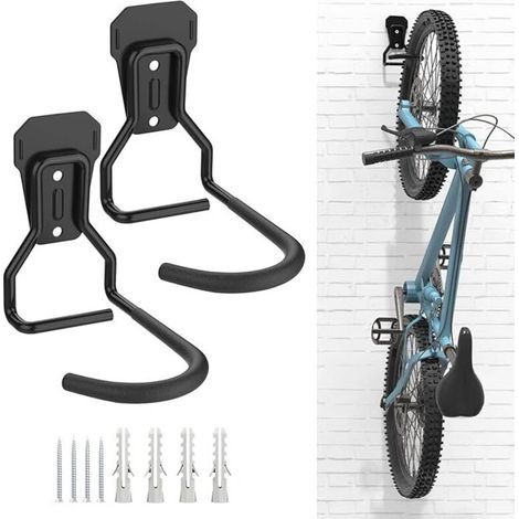 2er-set Fahrrad-haken, Schwarz, Robuste L-förmige Wandhalterung Für Fahrräder Aus Eisen, Praktische Vertikale Aufbewahrungslösung Für Haus Und Garage