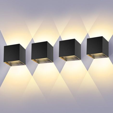 4 Wandleuchten Für Den Außenbereich, 12 W, Einstellbarer Abstrahlwinkel, Wasserdicht Nach Ip65, Farbtemperatur 3000 K