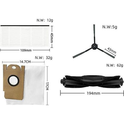 Ersatzteile Für Den Saugroboter R1 / Lidstro S1: Hauptbürste, Reinigungstuch, Hepa-filter Und Staubbeutel