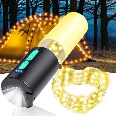 Camping-lichterkette, 10 M Campinglaterne Mit Lichterkette, Wiederaufladbare Taschenlampen 4000 Mah, Tragbare Taschenlampen-laterne Für Notfälle, Wohnmobil-zubehör