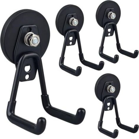 Magnetische Garagenhaken, 4er-set, Magnetisch, Mit Rutschfestem Belag, Für Innen- Und Außenbereich, Schwarz