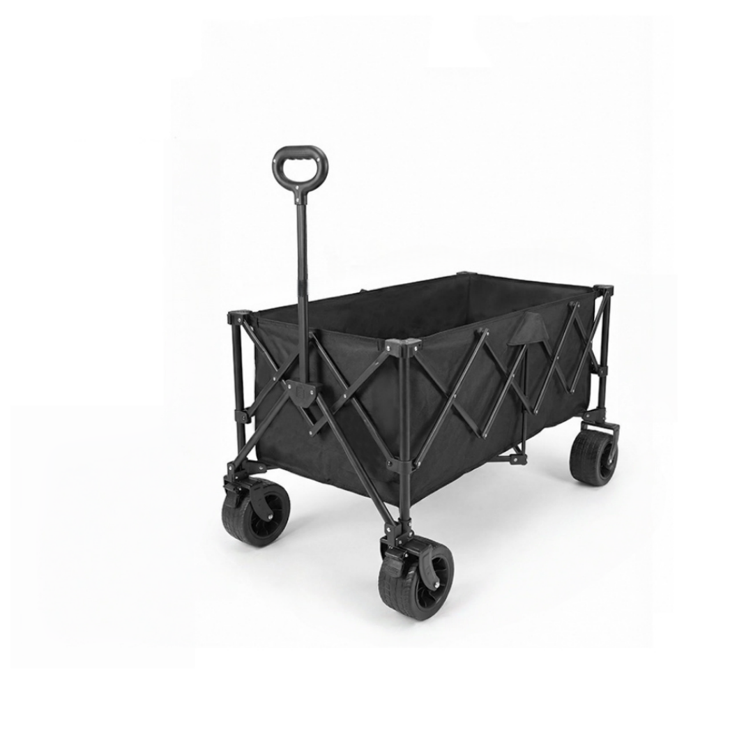 Faltbarer Handwagen 450 L Mit Bremsen, 150 Kg Tragkraft, Breite All-terrain-räder, 600d-oxford, Schwarz