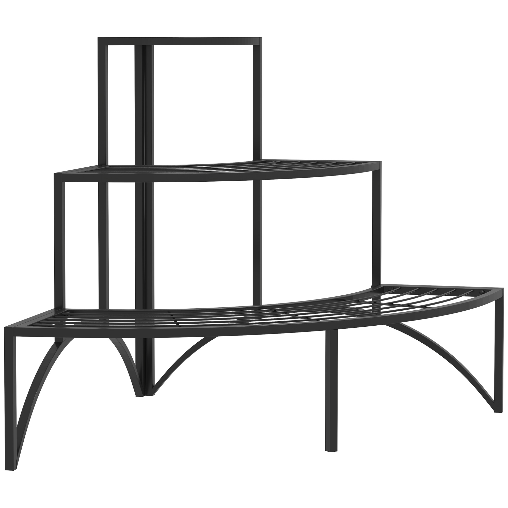 Blumenständer Schwarz Metall 3 Ebenen 87x60x60 Cm Pflanzenständer Innen Aussen