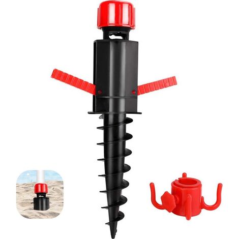 Ancrage Support Parasol – Plastique – Pour Plage / Terre – Douille À Visser – Ø 20‑32 Mm – Crochet Suspendu – 1 Pc