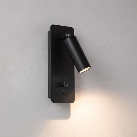 Led-wandleuchte, 350° Drehbar, Helligkeit Einstellbar, Mit Usb-typ-c-anschluss, 8w 3000k, Nachttischlampe Im Minimalistischen Stil, Zimmerdekoration, Schwarz