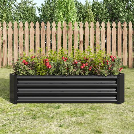 Erhöhtes Metall-beet, Hergestellt Aus Robustem Stahlblech, Stabil Und Rostbeständig — Bodenloses Set Ideal Für Gemüse, Kräuter Und Blumen