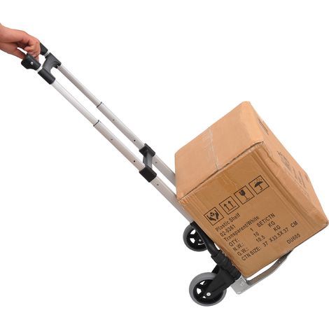 Faltbare Aluminiumschubkarre, Transportwagen, Stapelbarer Wagen, Max. Tragfähigkeit 70 Kg
