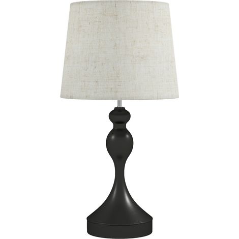 Led-tischlampe Mit 3 Farbtemperaturen (warmlicht, Neutrallicht, Kaltlicht), Nachttischlampe Mit Integrierten Usb-a- Und Usb-c-ladeanschlüssen, Leinenschirm, Schwarze Oberfläche