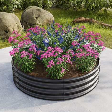 Erhöhter Galvanisierter Blumentrog, Runder Erhöhter Blumentrog Für Den Außenbereich, Ideal Für Gartenbau, Gemüse, Obst Und Blumen.