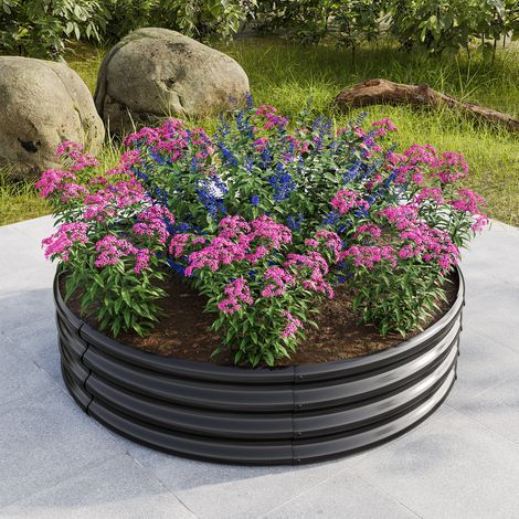 Erhöhtes Pflanzgefäß Aus Verzinktem Stahl, Rundes Erhöhtes Pflanzgefäß Für Den Außenbereich, Ideal Für Gartenarbeit, Gemüse, Obst Und Blumen.