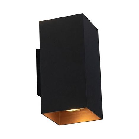 Wandleuchte Mit 2 Lichtern – Breite 9,6 Cm – Schwarz – Design – Innenbeleuchtung Für Wohnzimmer, Schlafzimmer, Küche Und Esszimmer