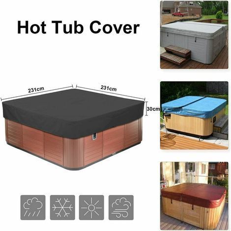 Housse Für Quadratische Garten-whirlpool, Schutzabdeckung Für Pool Aus Oxford-gewebe 210d, Wasserdicht, Staubdicht, Uv-beständig, Mehrere Größen Zur Auswahl, Schwarz, 23023030cm