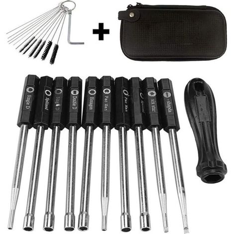 Ensemble De Tournevis Spéciaux Pour Carburateur De Tondeuse À Gazon Et Tronçonneuse, Livré Avec Étui En Cuir Noir Et Brosse