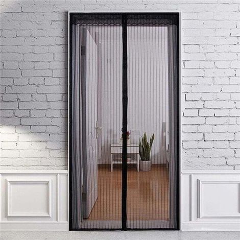 (noir 80x210cm) Magnetischer Transparenter Türvorhang, Türvorhang Mit Maschen, Durchgehender Magnetischer Verschluss, Automatische Schließung, Hält Die Frische Luft Im Inneren Türvorhänge