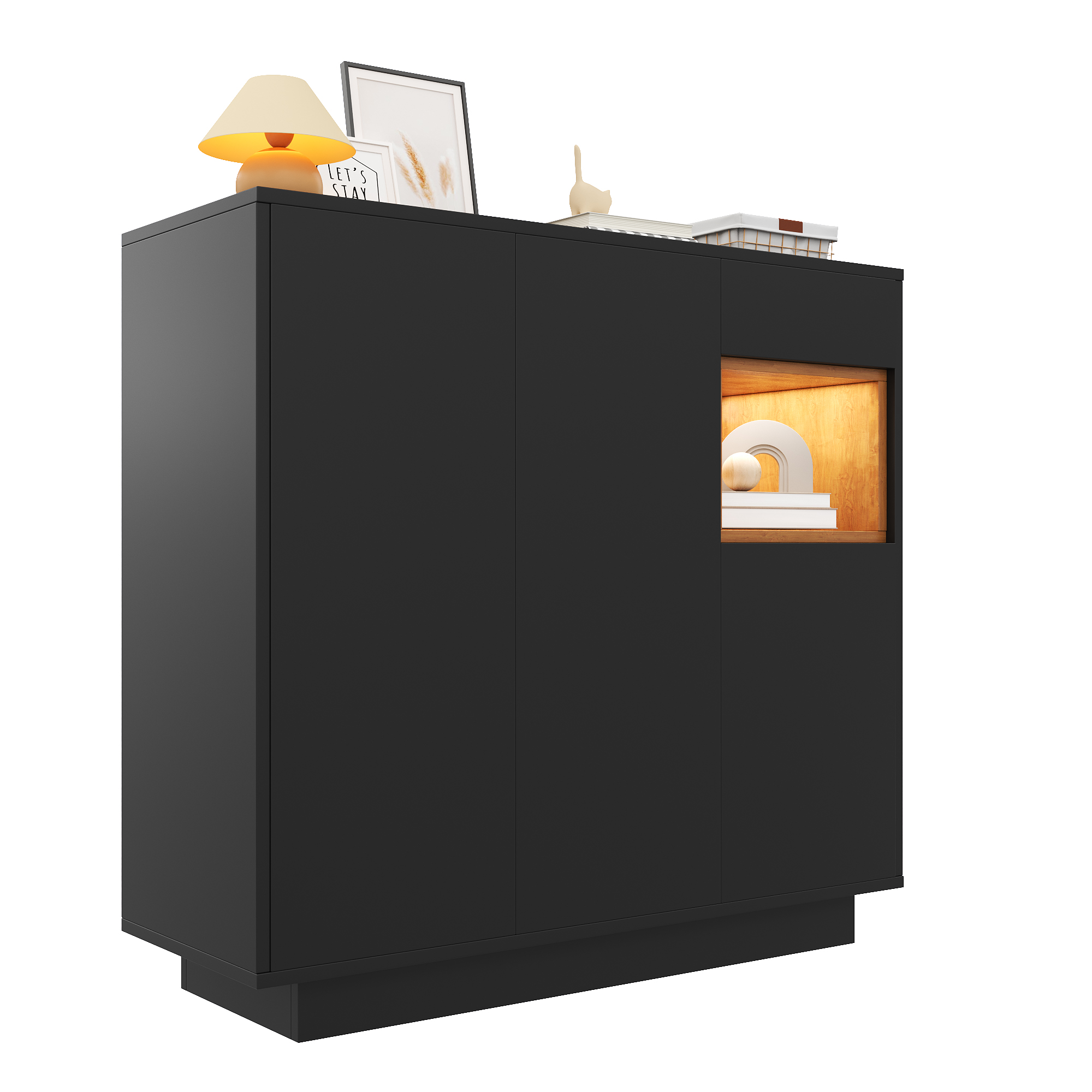 Schuhschrank Mit Einer Schublade Und Verstellbaren Einlegeböden In Schwarz Und Holz Eignet Sich Perfekt Für Moderne F...
