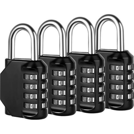 Kombinationsschloss, 4er-pack, 4-stelliges Zahlenschloss Für Spind, Zaun, Werkzeugkasten, Etui, Schrankaufbewahrung