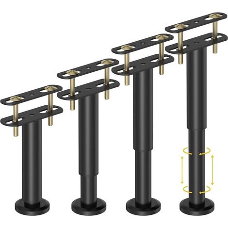 4er-set Höhenverstellbare Bettstützfüße (18 Bis 32 Cm), Zentrale Stützfüße Für Bettrahmen, Mittelroste Und Möbel, Robuste Metall-ersatzfüße.