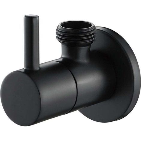 Eckventil, Wandanschluss Ag 1/2" – Ventilverbindung 3/8" – Mit Griff – Aus Messing – Schwarz