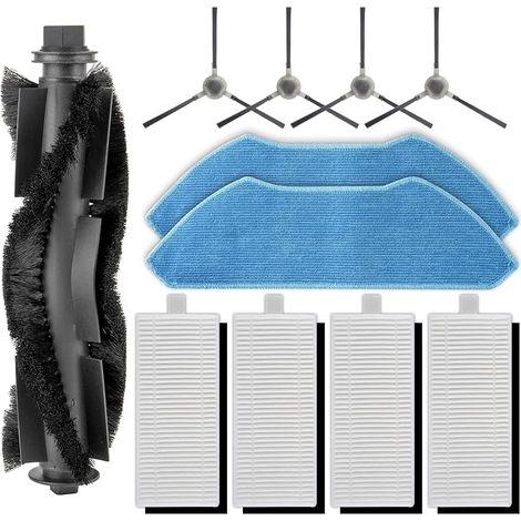 (11 Stück) M1 Ersatzteile Kompatibel Mit Lefant M1 Saugroboter, 1 Hauptbürste, 4 Seitenbürsten, 4 Hepa-filter, 2 Wischmopps, Zubehörset