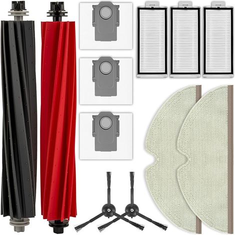 12 Teile Ersatzteile Für Saugroboter Roborock Q5 Pro/q5 Pro+/q8 Max/q8 Max+, 2 Rotationsbürsten, 2 Seitenbürsten, 3 Hepa-filter, 3 Staubbeutel, 2 Wischlappen